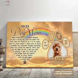 Personalized Photo Canvas Wall Art, Memorial Gifts For Dog Lovers, Dog Loss Gift,  To My Dog Mom Canvas 1