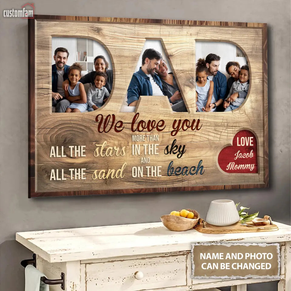 We Love You More Than All The Stars In The Sky Personalized Canvas Prints, Custom Photo Memorial Family Gifts , Gifts For Dad 1