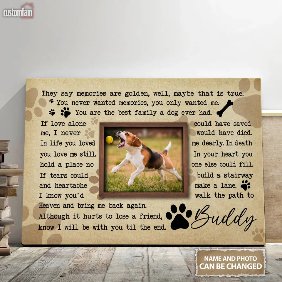 Custom Photo Dog Memorial Canvas Prints, Dog Frame Portrait, Sympathy Gift, Dog Wall Decor Living Room, Dog Lover Gifts 1