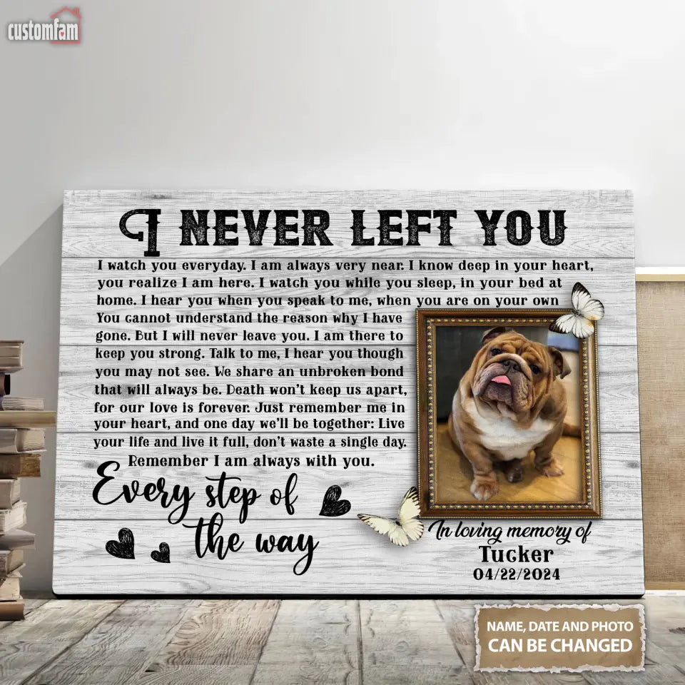 I Never Left You Personalized Photo Canvas Wall Art, Memorial Gifts For Dog Lovers, Dog Loss Gift, Gift For Pet Lovers 1