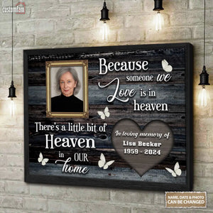 Because Someone We Love Is In Heaven Personalized Photo Canvas Prints, Loss Of Dad Mom Remembrance Gifts, Memorial Gifts, Gifts For Mom 1