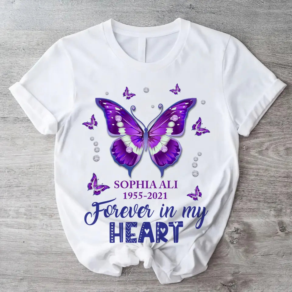 Forever In My Heart Butterfly Personalized Shirt Memorial Gifts