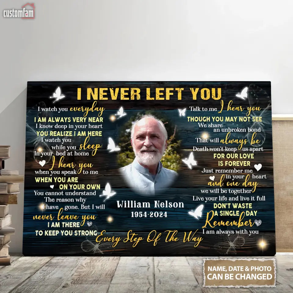 I Never Left You Personalized Canvas Wall Art, Custom Photo Memorial Dad Canvas Prints, Memorial Father's Day Gift, Gifts For Dad 1