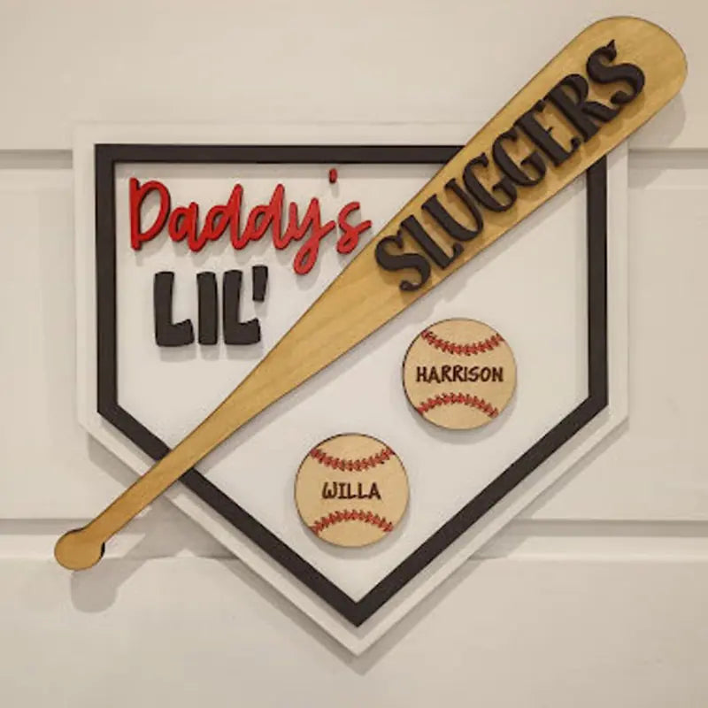 Personalized Father's Day Baseball Kids Name Wooden Sign, Father's Day Gifts