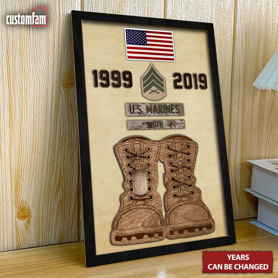 Personalized Tribute with Bootlaces & Tag Wooden Sign, Custom Military Service Plaque Plaque, Gifts For Dad