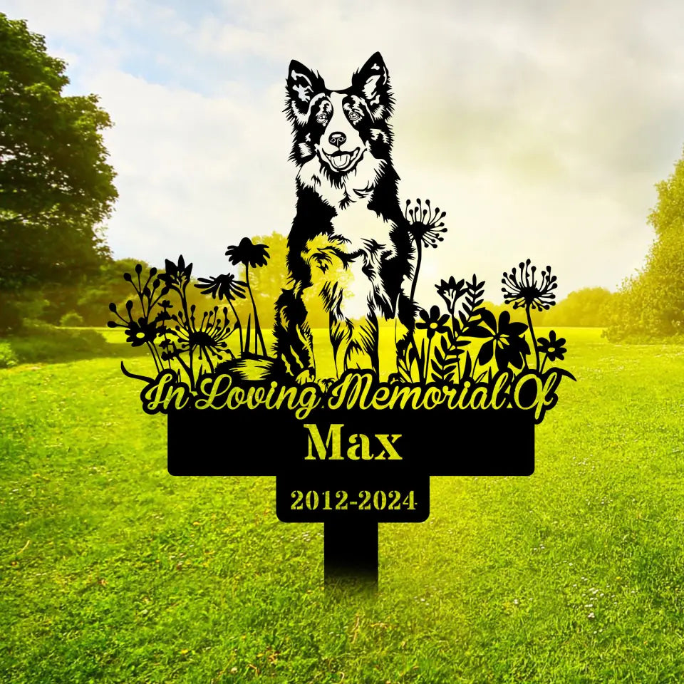 In Loving Memorial Custom Border Collie Memorial Stake Sign, Pet Grave Markers Sign, Gift For Pet Lovers