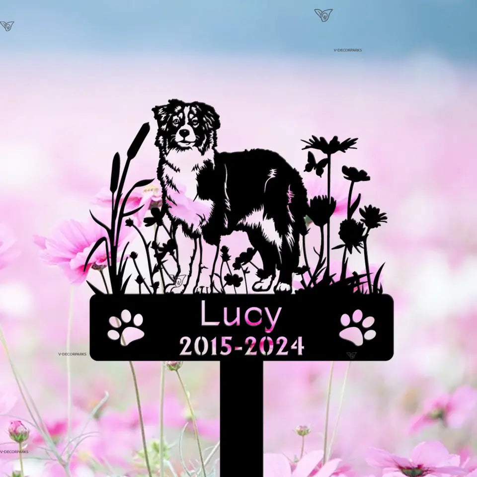 Custom Australian Shepherds Dog Memorial Stake, Remembrance Stake, Gifts For Pet Lovers