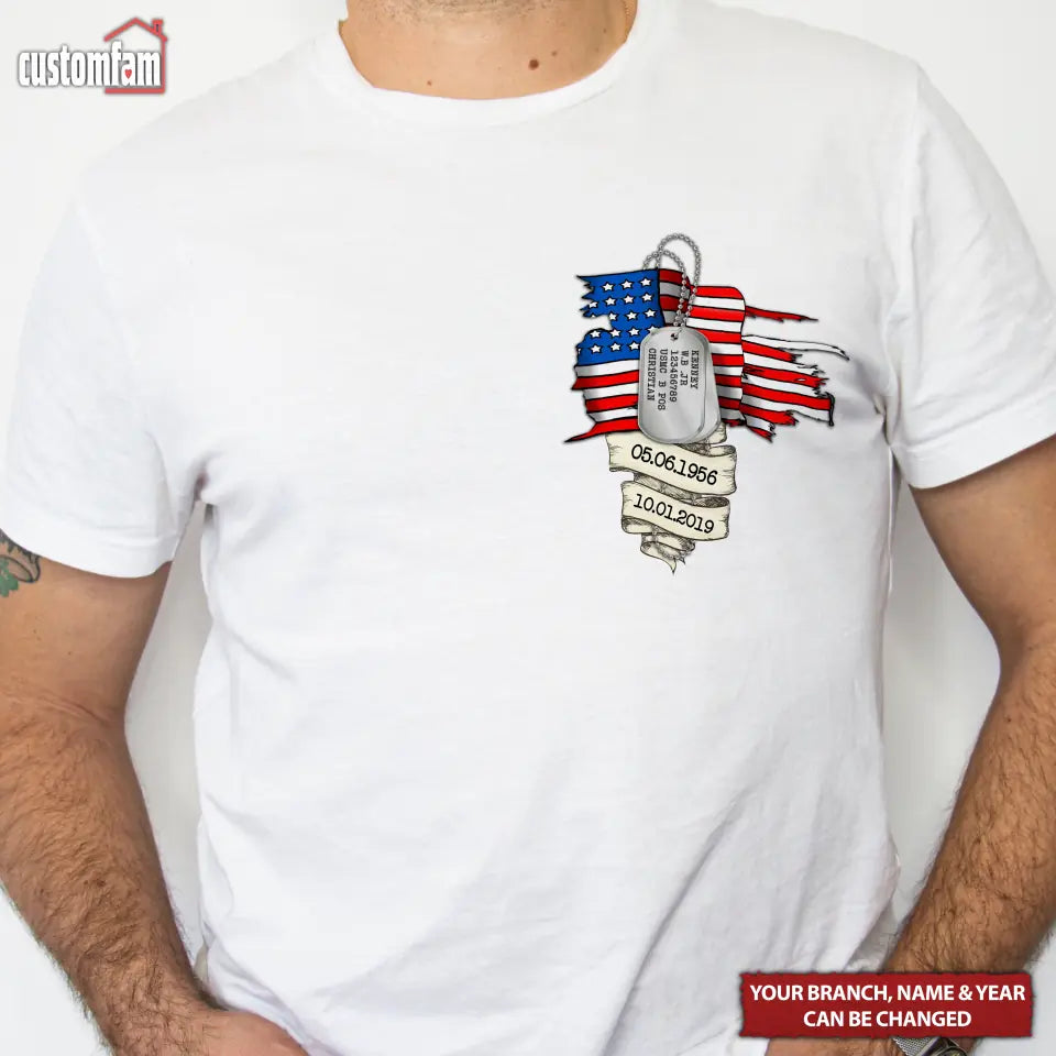 Personalized Veteran Shirt, US Flag And Tags Memorial Day Shirt, Patriotic Shirt, Veterans Gift