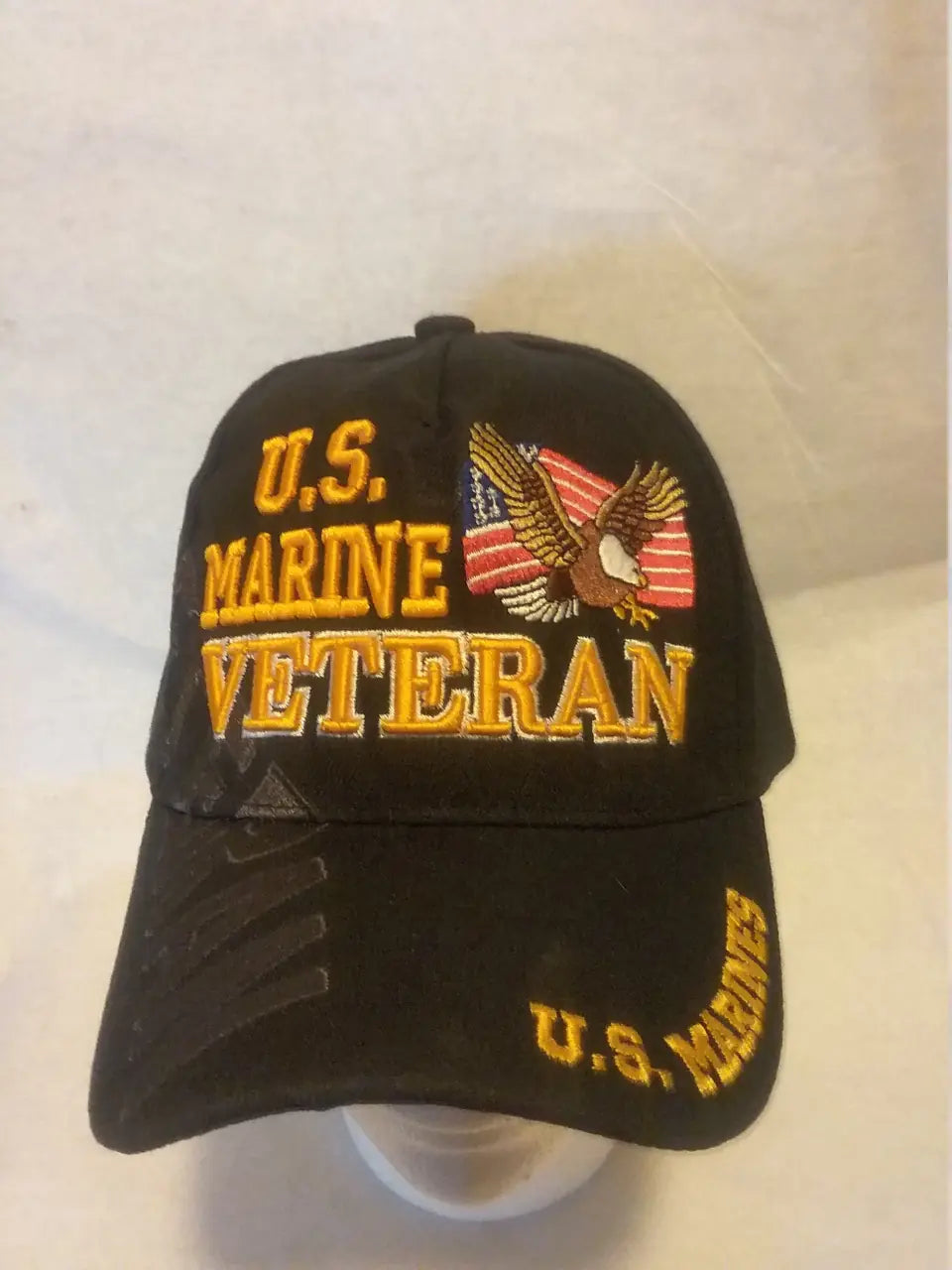 Custom U.S Marine Veteran Baseball Cap, Eagle On Flag Hat, Veteran Gifts