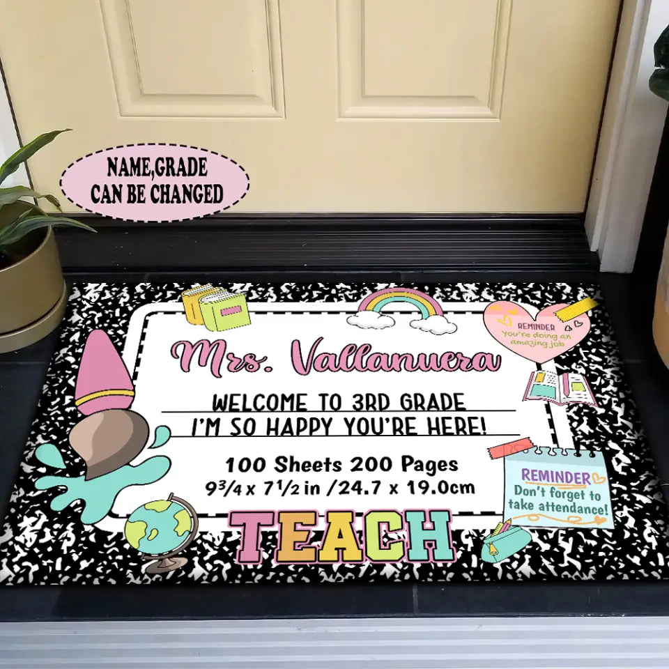 Personalized Teacher Classroom Welcome Doormat, Classroom Decor, Back To School Gifts