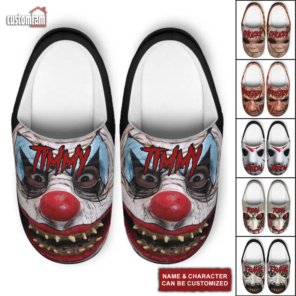 Personalized Horrors Scary Movies Characters Halloween Fluffy Slippers, Halloween Gifts