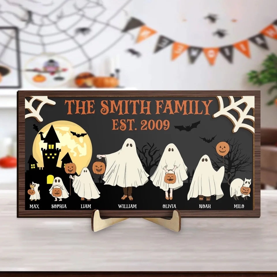 Halloween-Ghost-Family-Personalized-Shaped-2-Layers-Wooden-Plaque_1