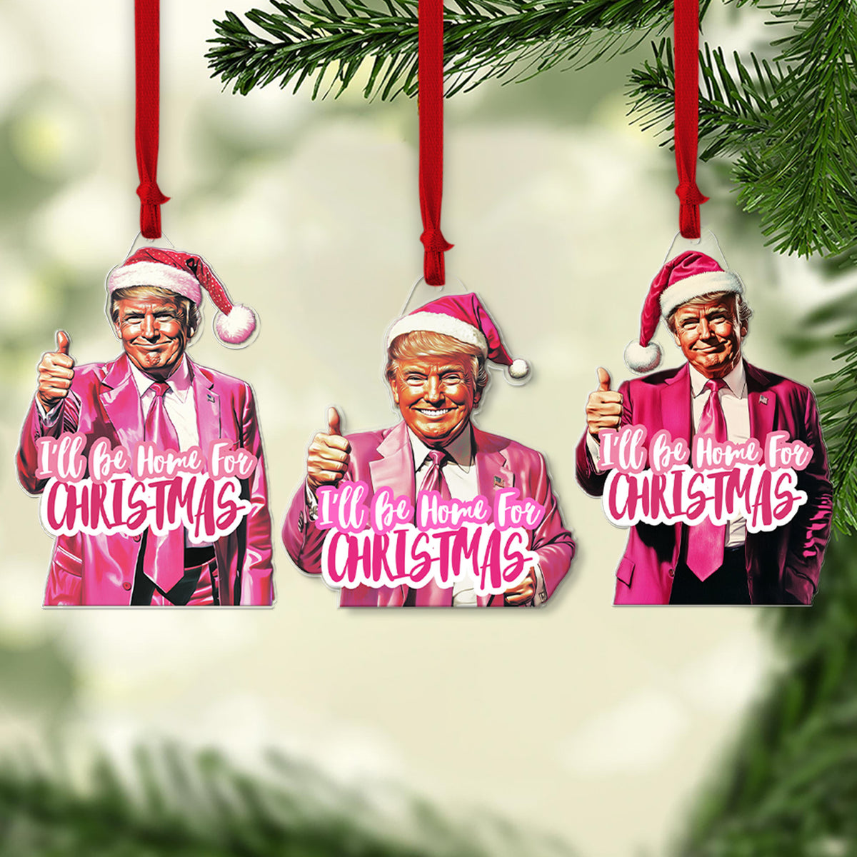 I'll Be Home For Christmas Trump2024 Funny Acrylic Christmas Ornament, Christmas Decor