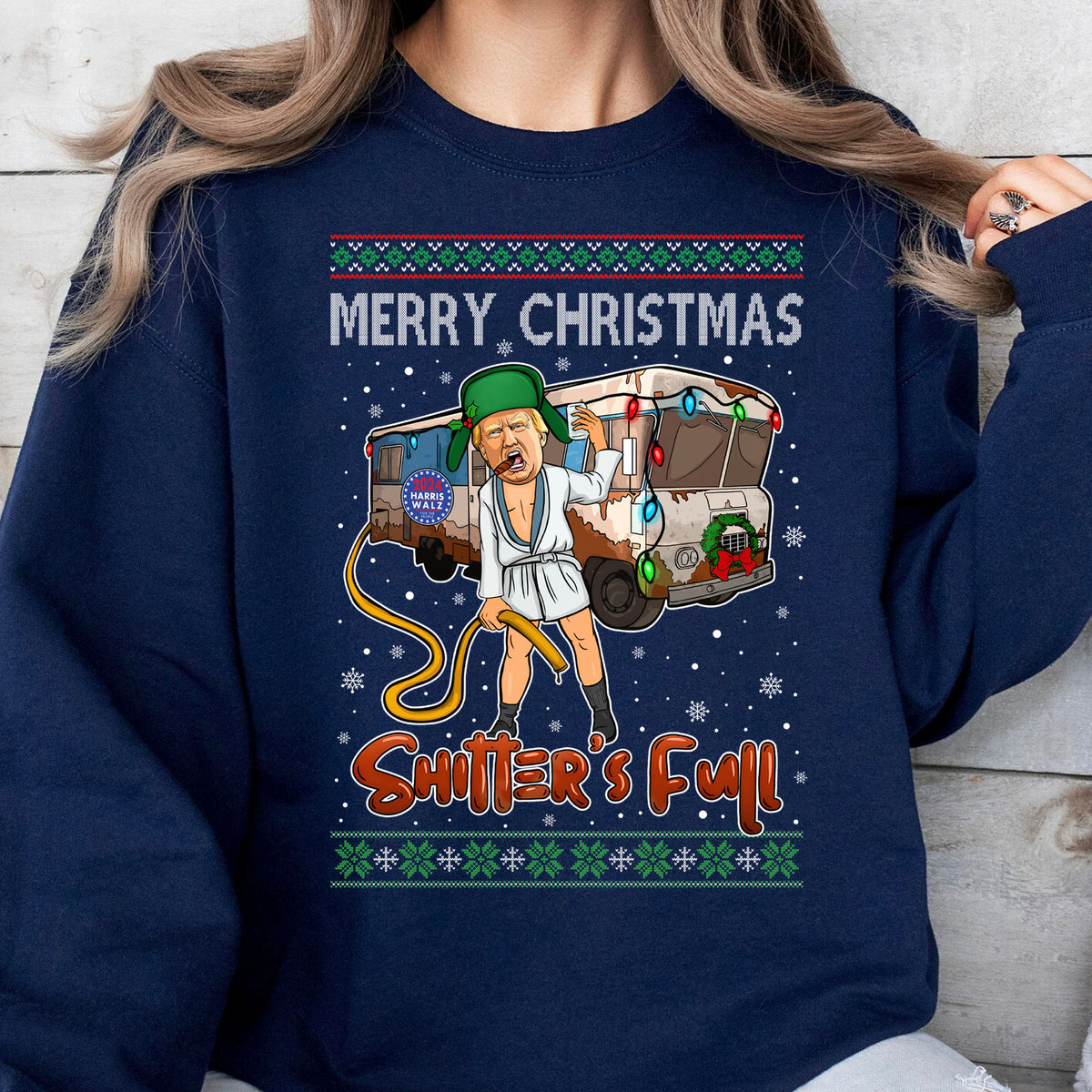 Shitter's Full Trump2024 Christmas Sweatshirt, Funny Political Shirts