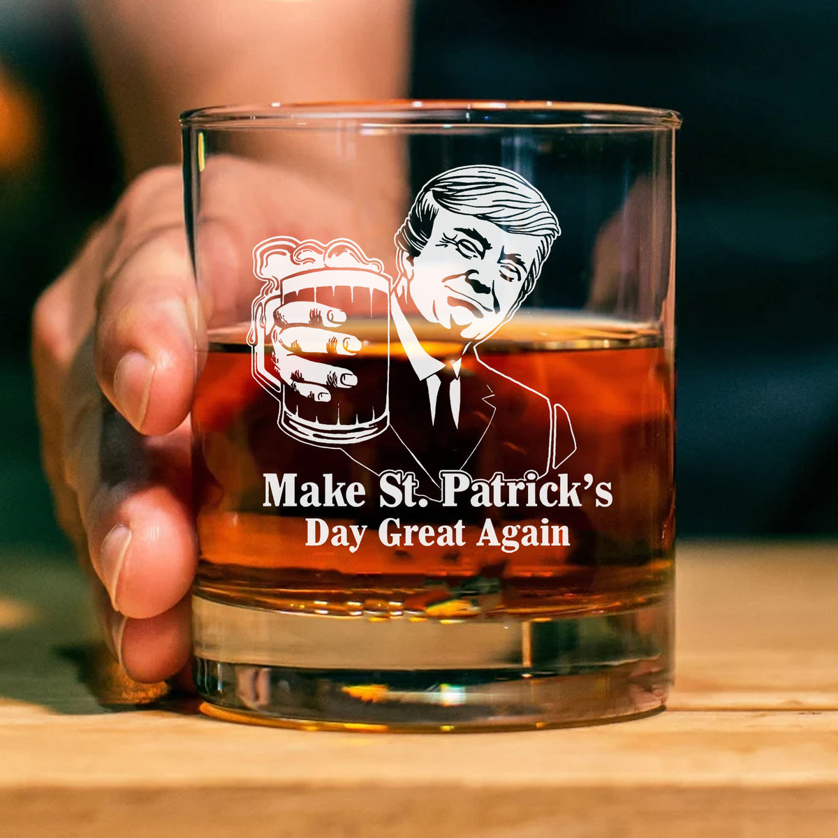 Make St. Patrick's Day Great Again Whiskey Glass, Trump 2024, Valentine Gift For Him
