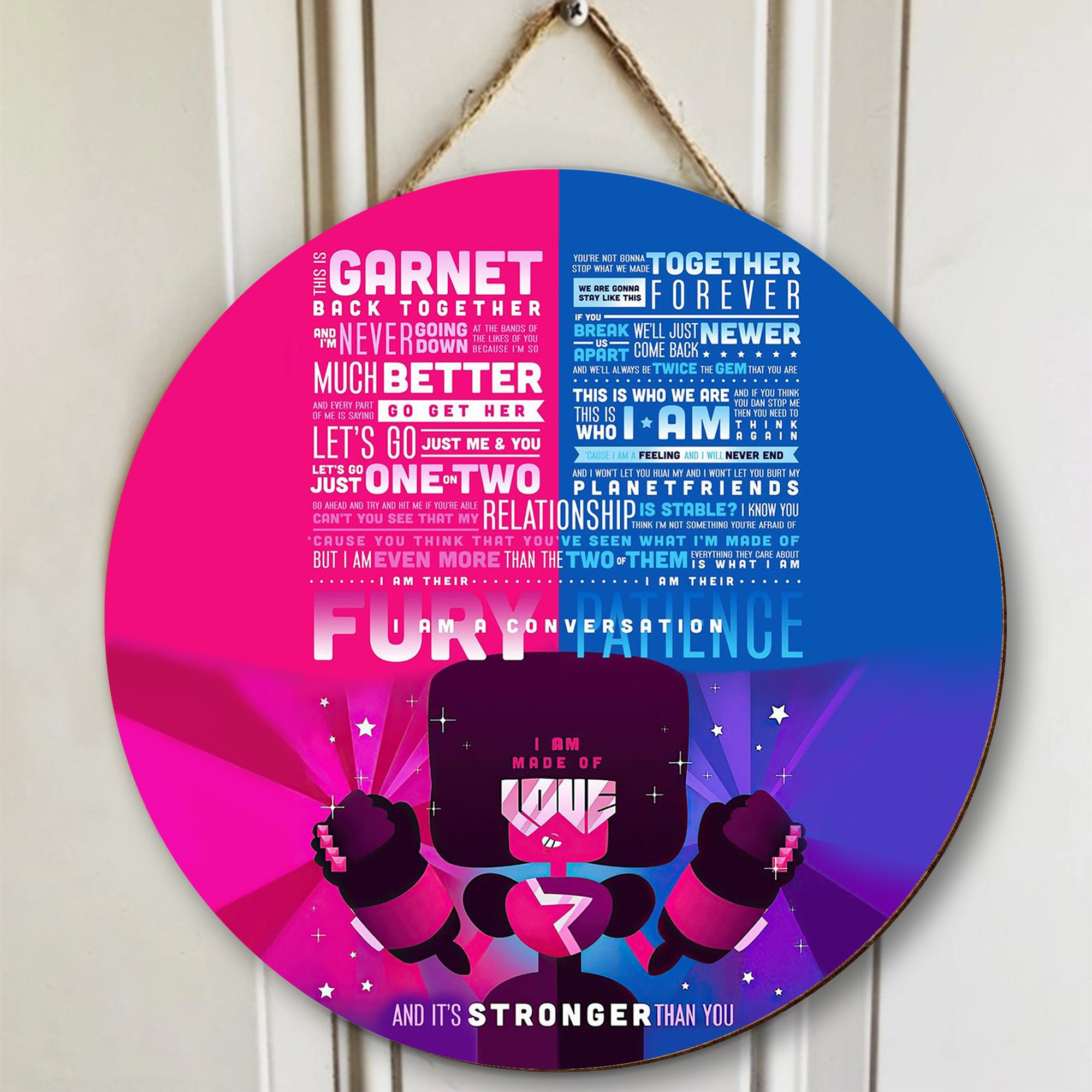 Stronger Than You Lyric Garnet Steven Universe Poster Round Wood Sign, Wood Sign For Home