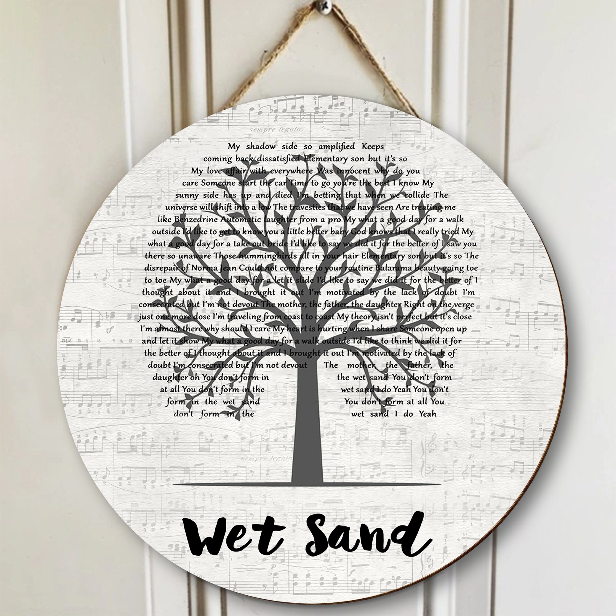 Red Hot Chili Peppers Wet Sand Music Script Tree Song Lyric Art Print Round Wood Sign, Wood Sign For Home