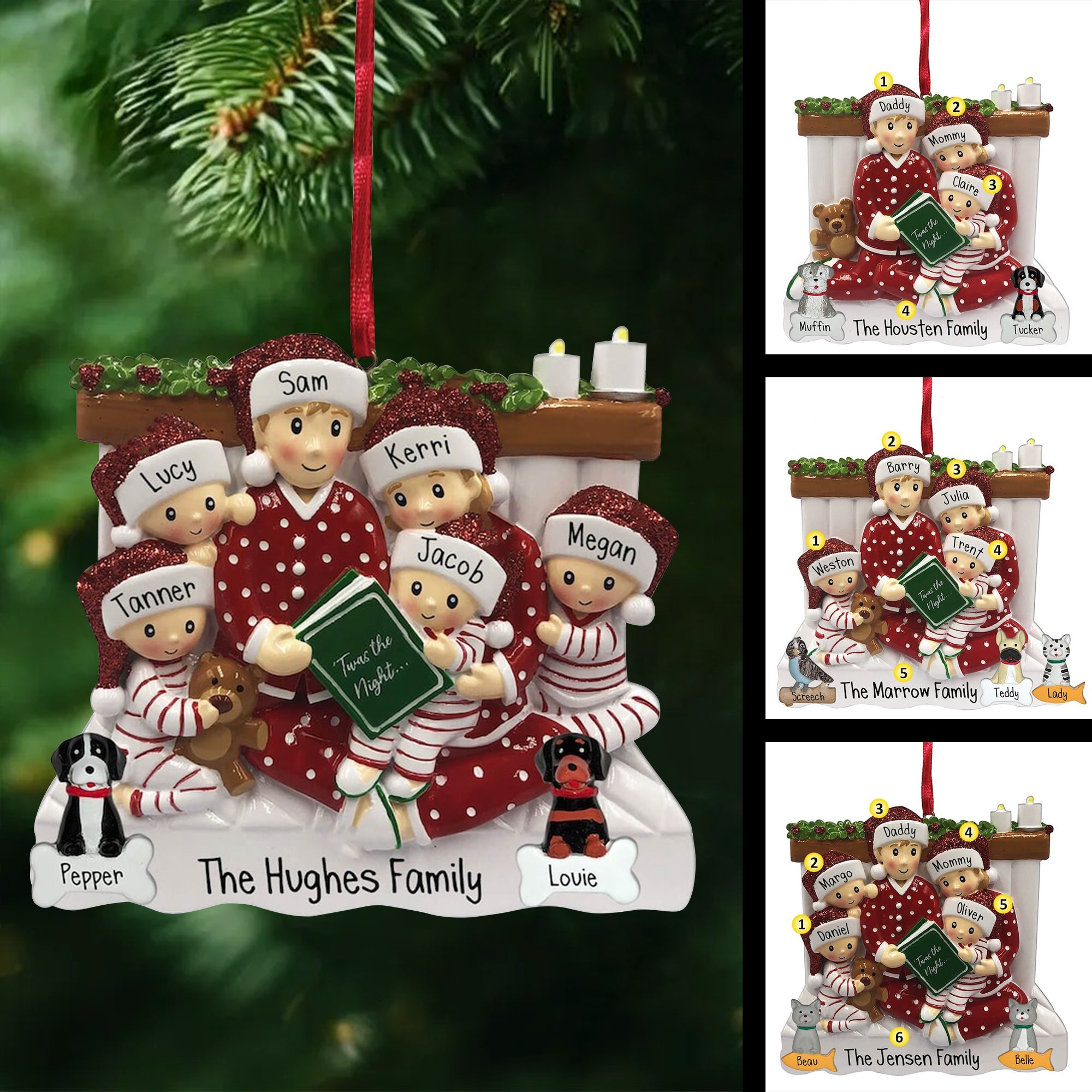 Night Before Christmas Reading Custom Family Christmas Ornaments, Gift for Family