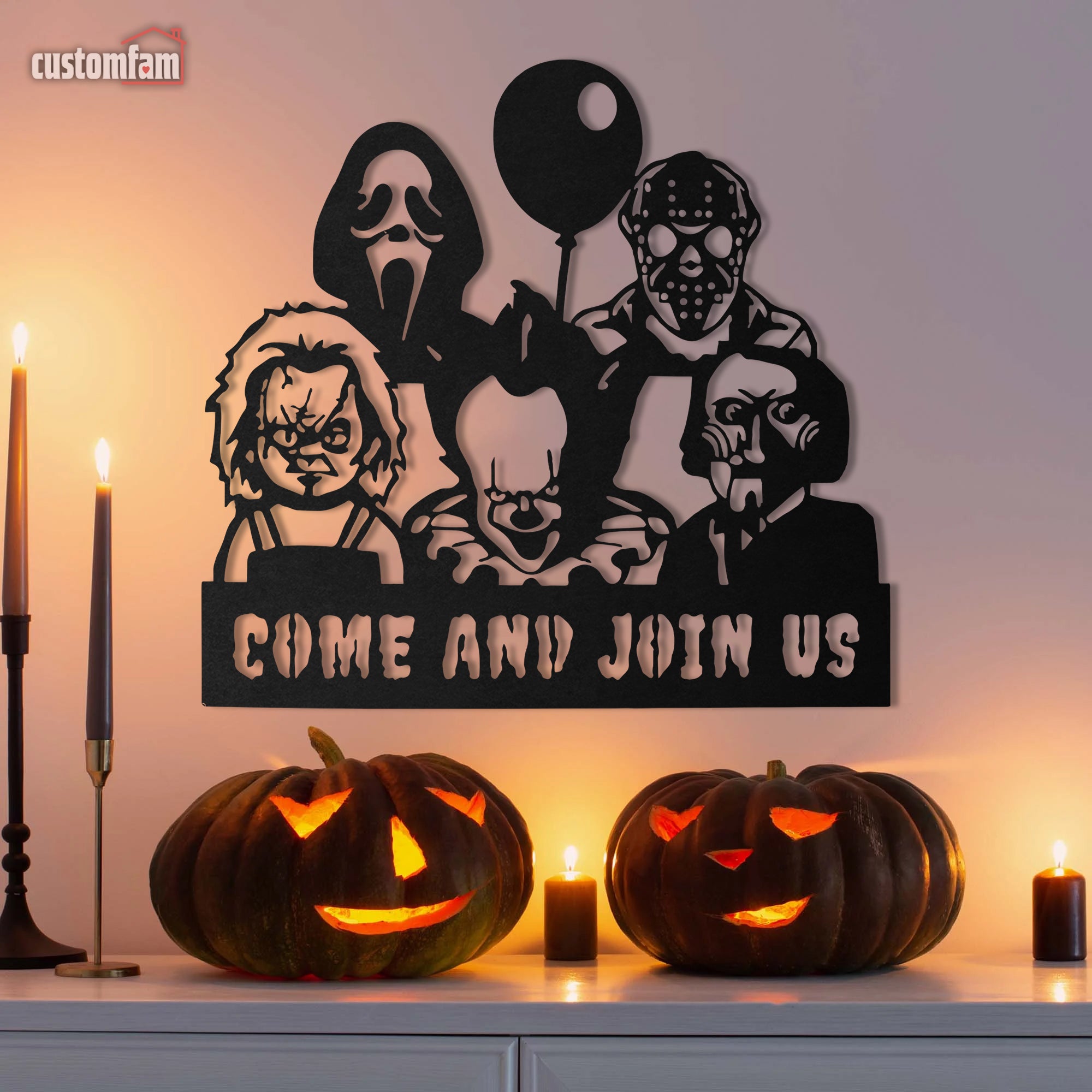 Come and Joın Us Horror Movies Characters Metal Wall Art, Halloween Gifts, Halloween Decor