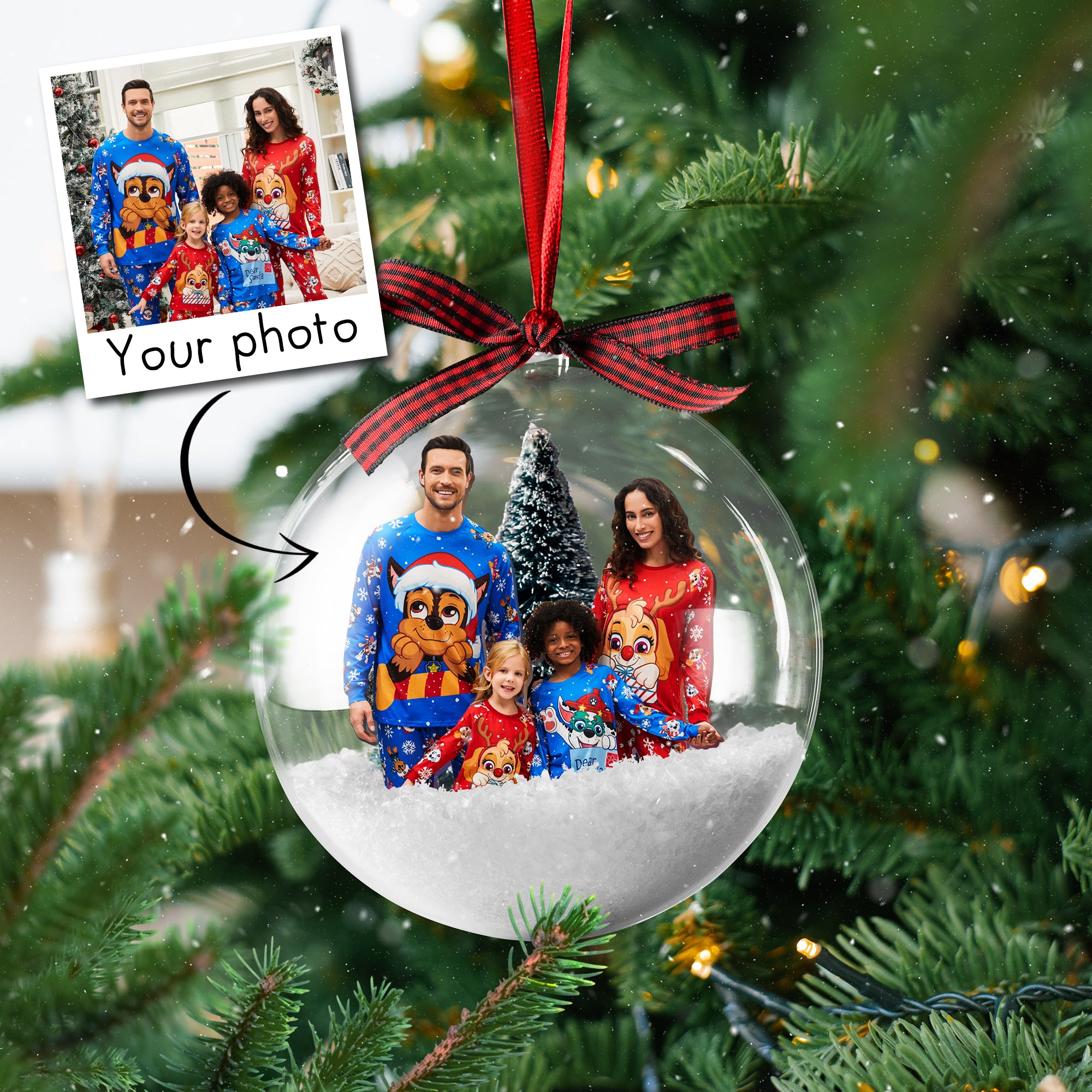 Custom Photo Snow Globe Ornament, Christmas Family Ornament, Family Gifts