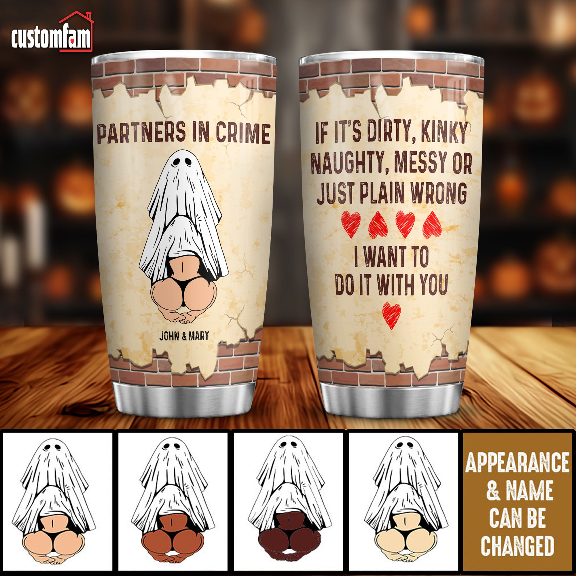 Personalized Halloween Partners In Crime Naughty Couple Tumbler