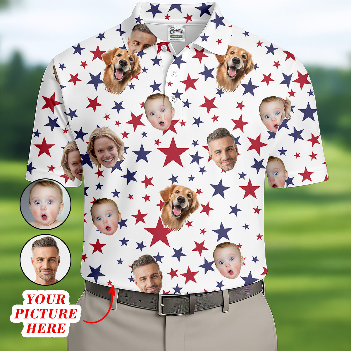 Custom Independence Days Shirts With Faces, 4th Of July Golf Polo, Men's Golf Polo Shirt, Independence Day Shirts