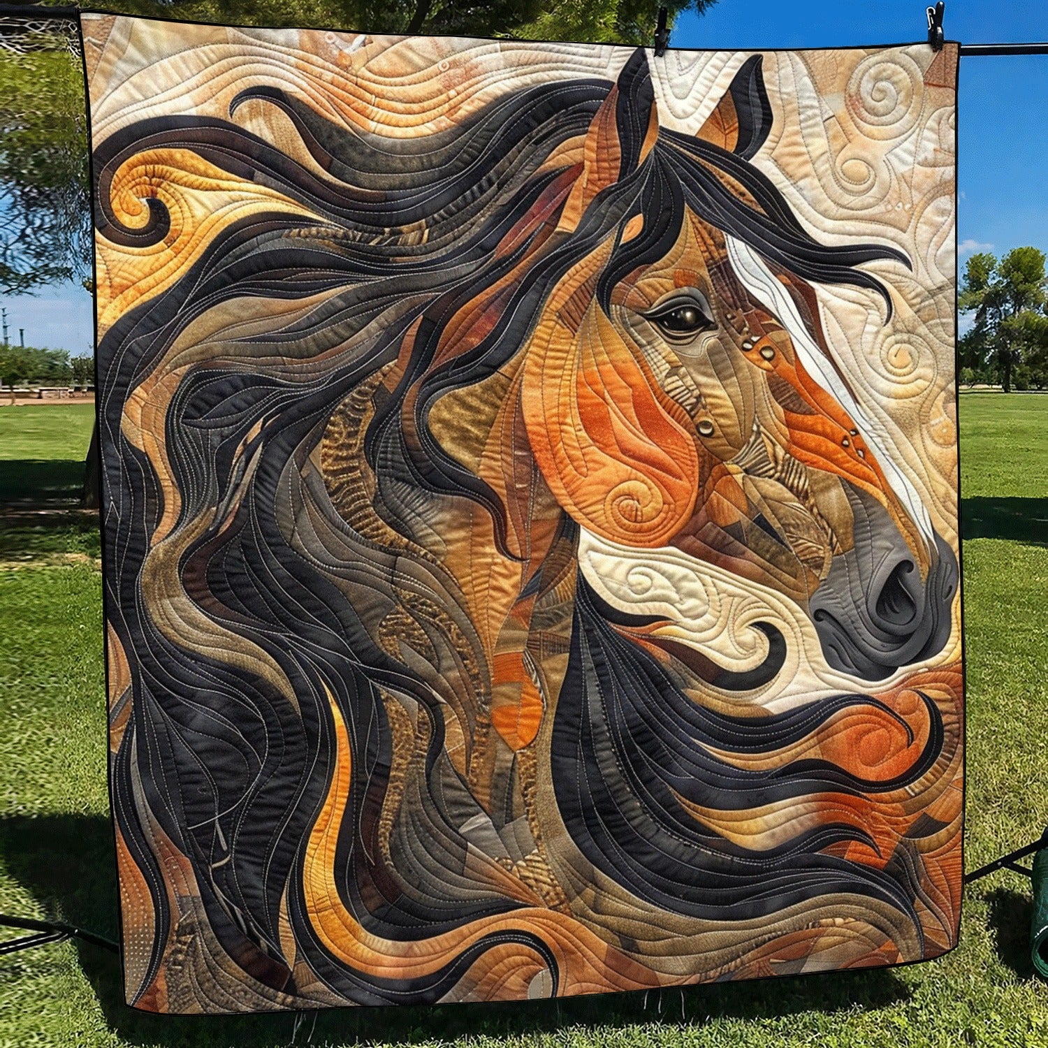 Abstract Horse Art Blanket, Fleece Blanket, Bedroom Decor