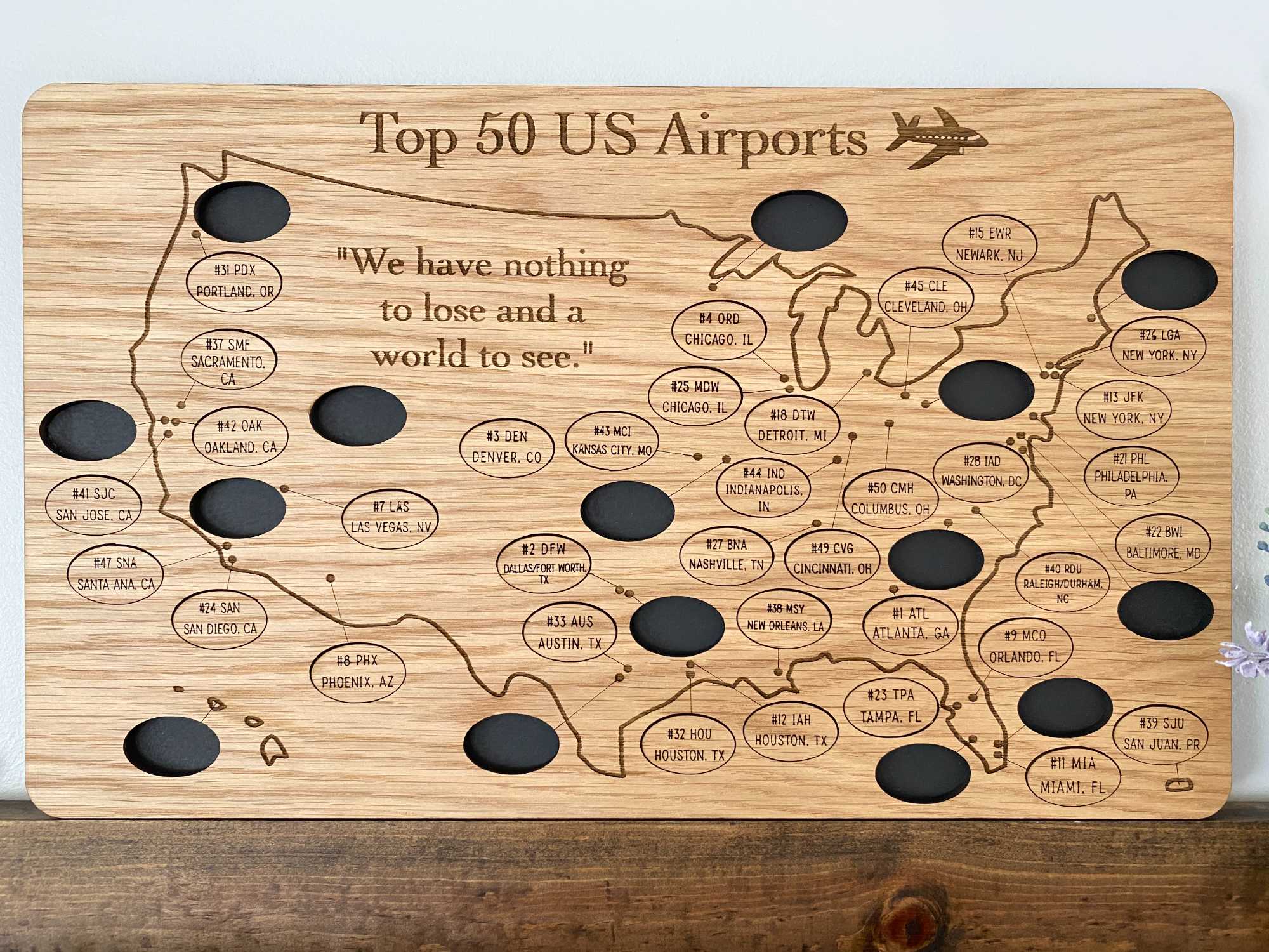 Top US Airports Tracker, Gift For Travel Lover