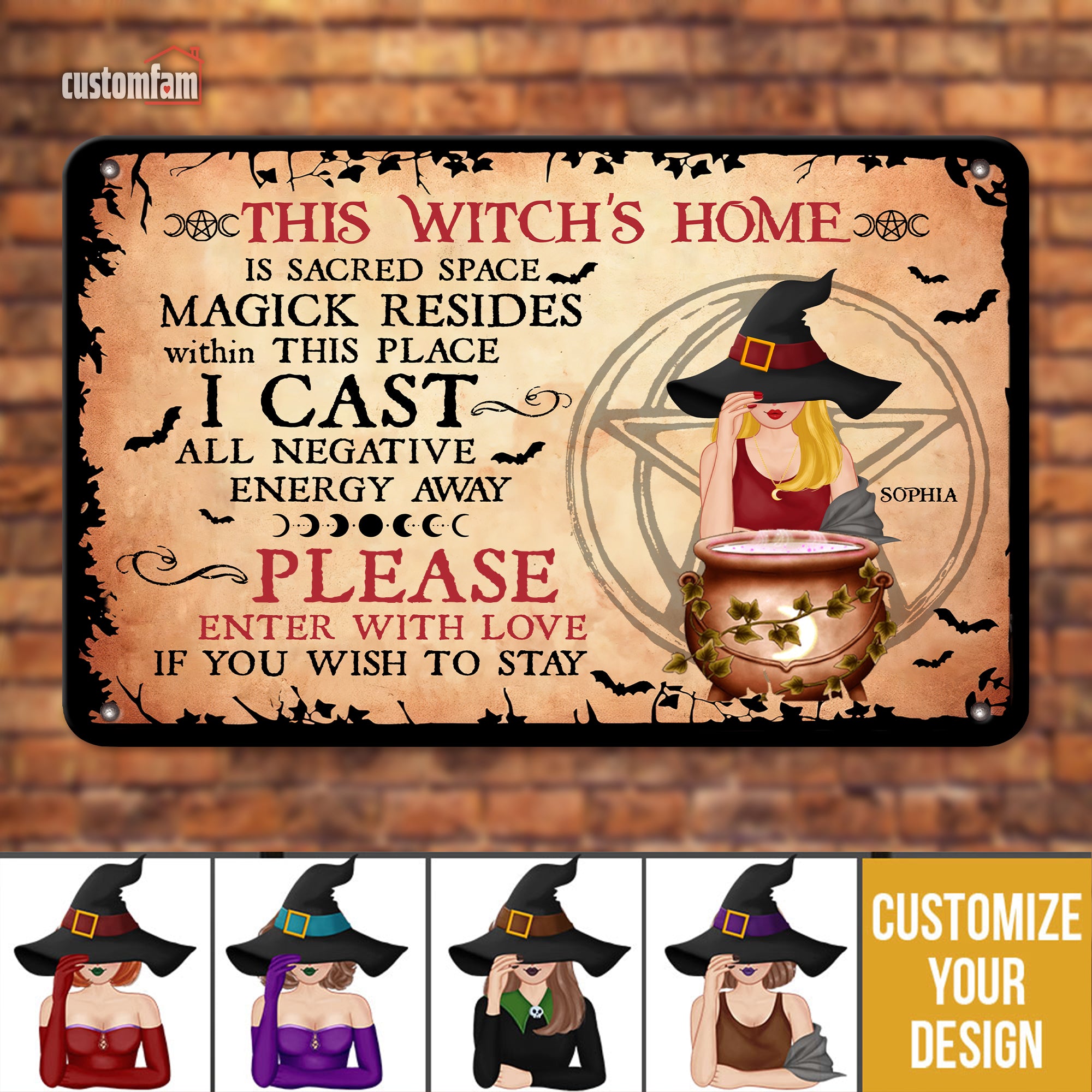 This Witch's Home Metal Tin Sign, Witch Gift, Halloween Decor