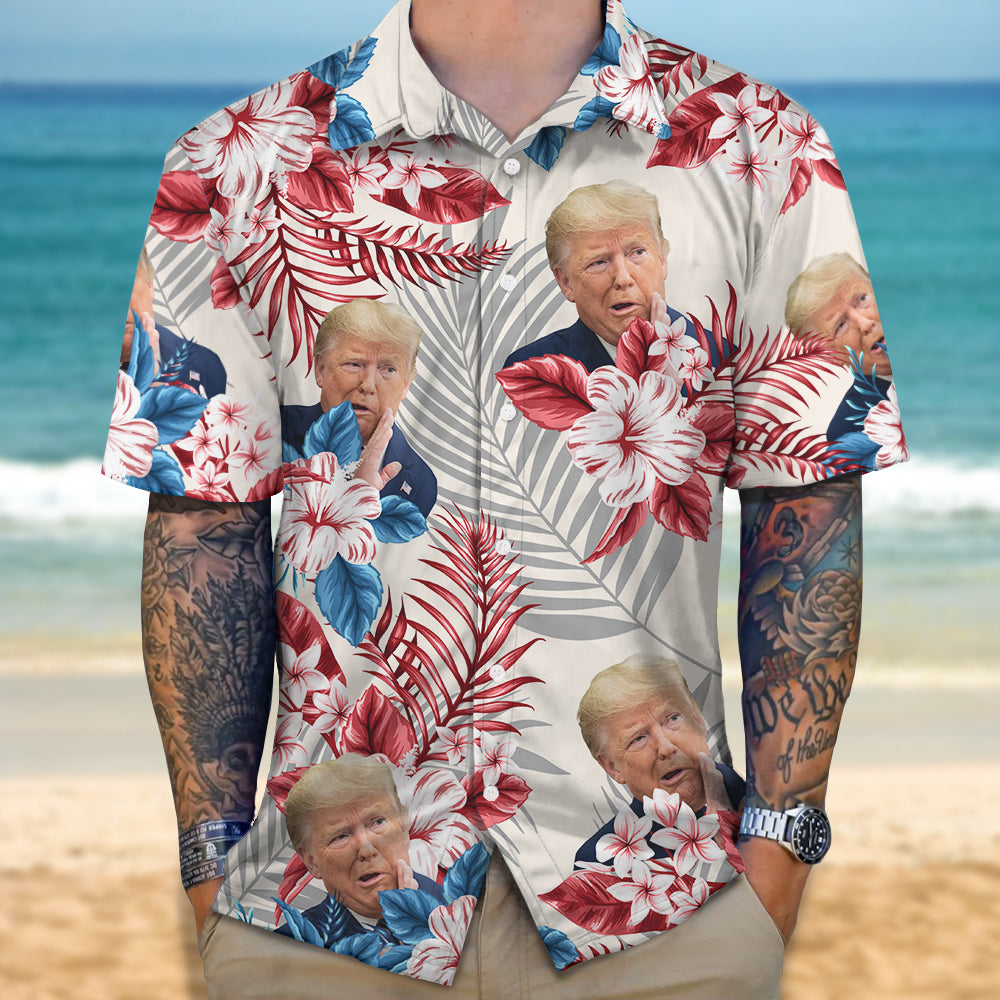 Donald Trump Face Hawaian Shirt, Funny Political Shirt, Gift For Trump Supporters