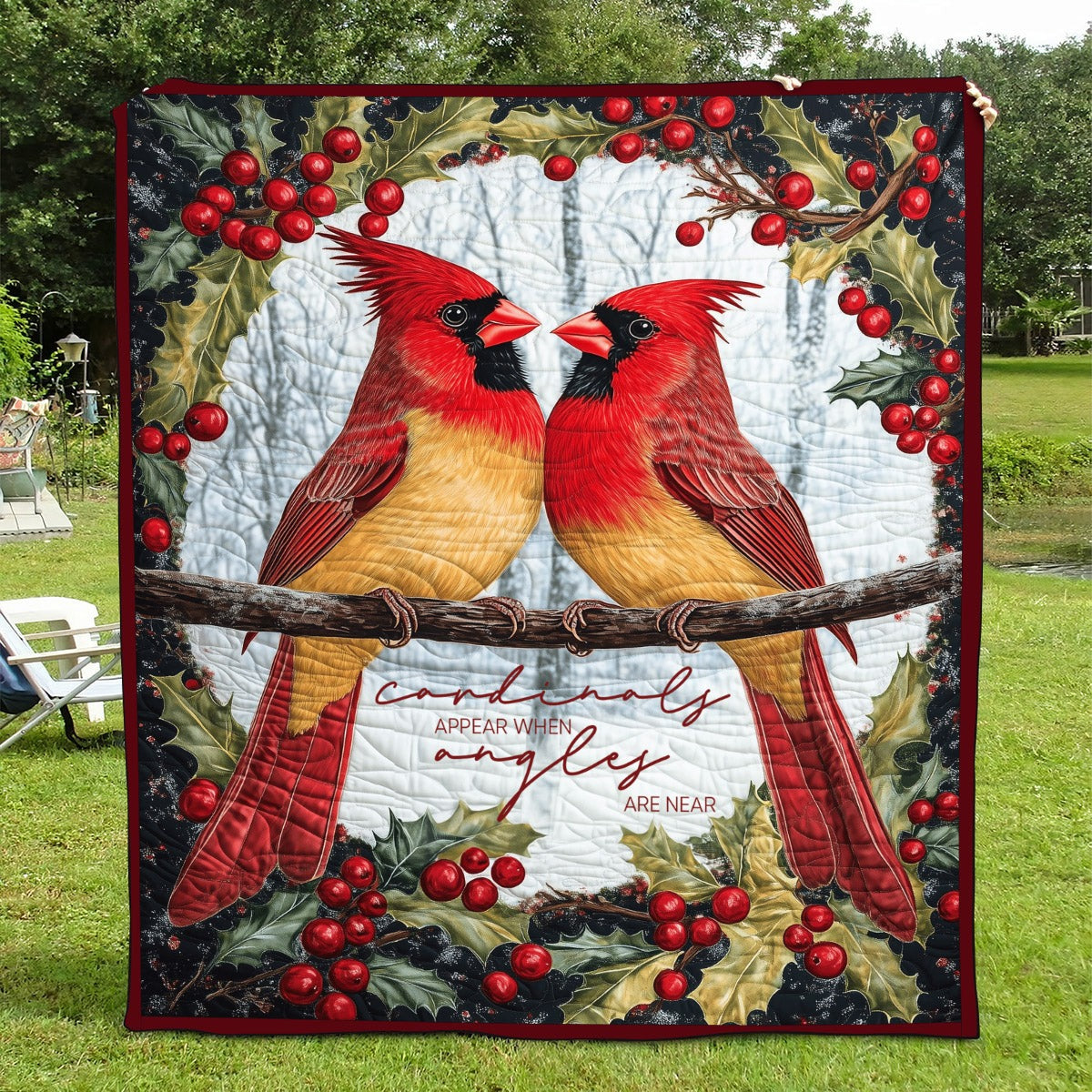 Cardinals Appear When Angels Are Near Personalized Memorial Blanket, Christmas Blanket