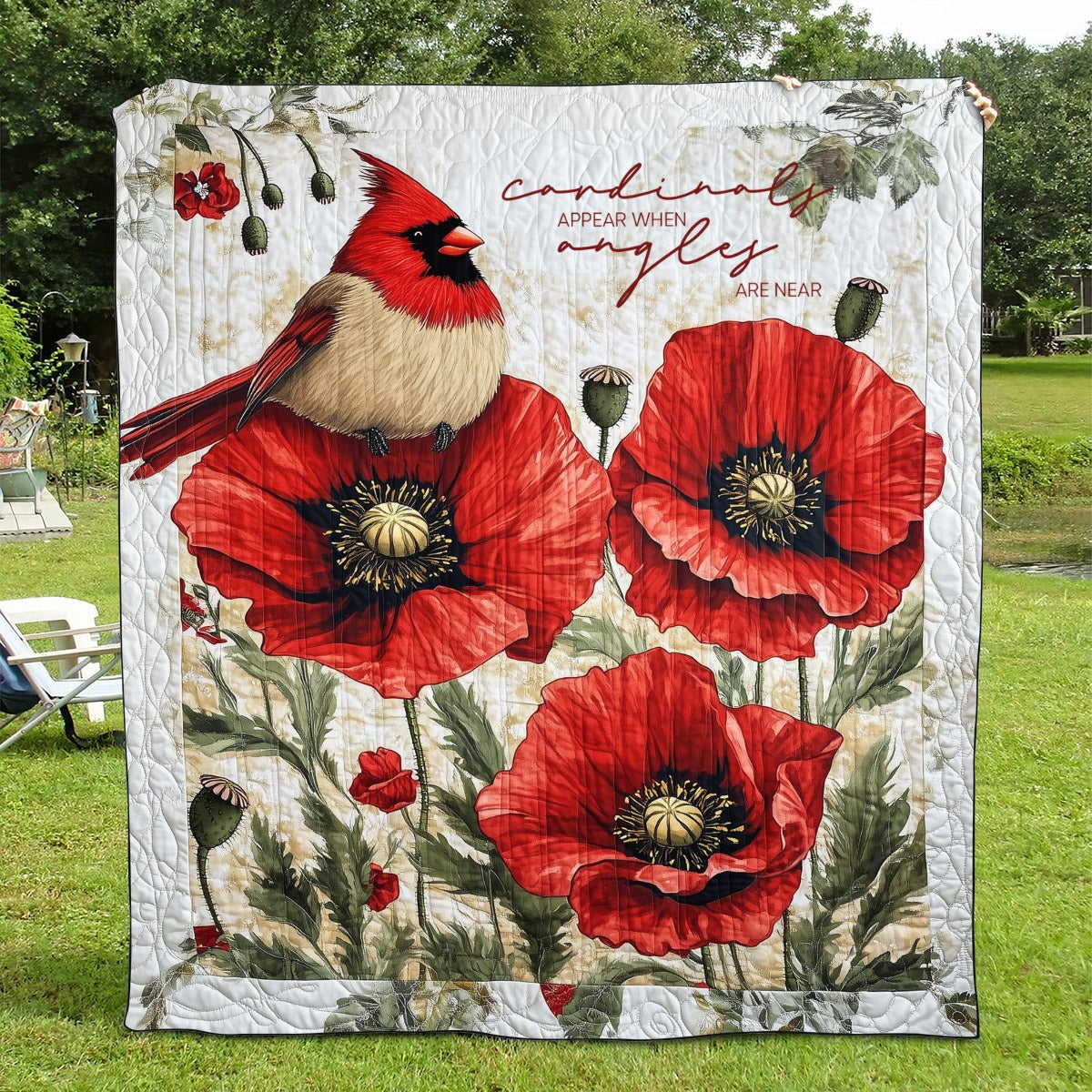 Cardinals Appear When Angels Are Near Personalized Memorial Blanket, Christmas Blanket