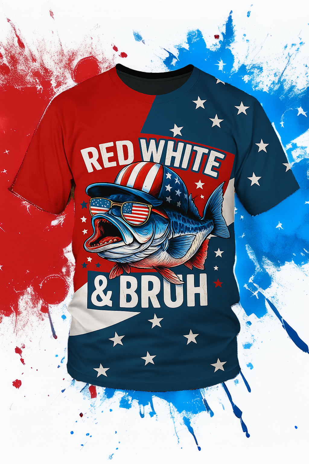 Bass Fishing Shirt, Shirt for Men, 4th of July USA Flag, Polo Shirts, Mens Polo Shirts