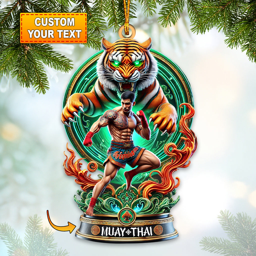 Muay Thai Christmas Ornament, Fighter and Tiger Design, Martial Arts Holiday Gift, Tree Decoration (Copy)