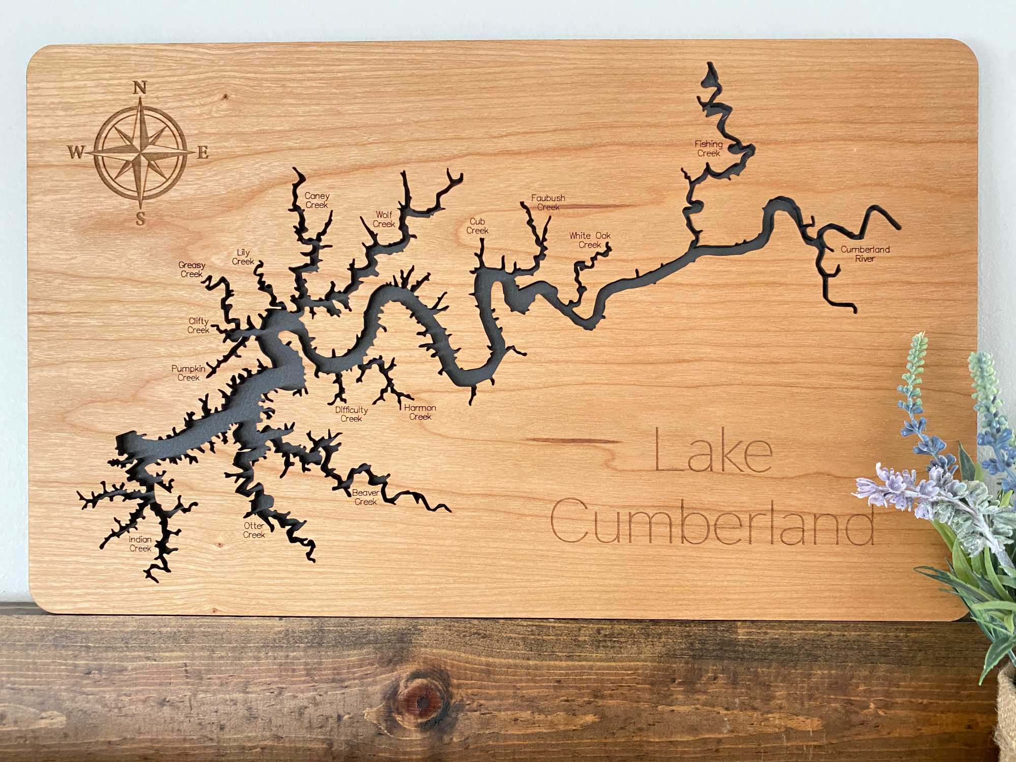 Lake Cumberland Wooden Map, Gift For Travel Man