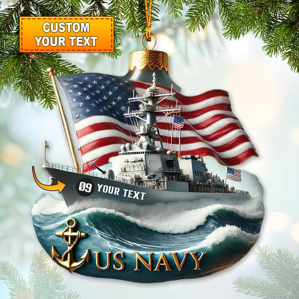 Custom Us Navy Ornament, Custom Name Us Navy Ornament, Military Christmas Ornaments