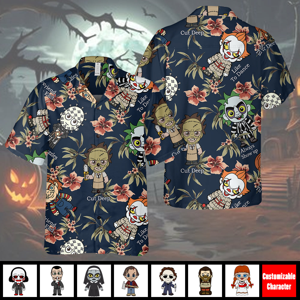 Halloween Horror Movie Personalized Hawaiian Shirt, Horror Movie Fan Gift