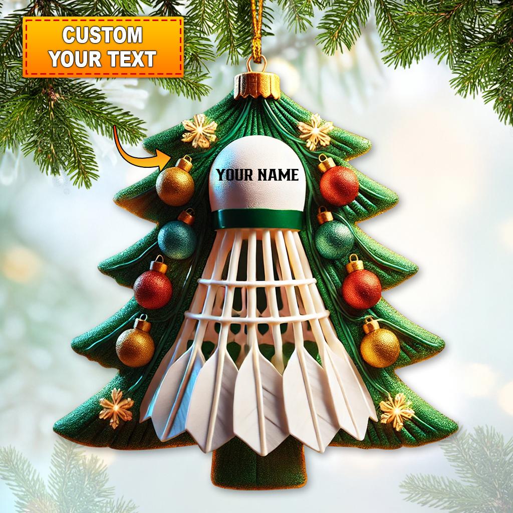 Sport Ornament, Custom Badminton Ornament With Name, Gift For Badminton Lover