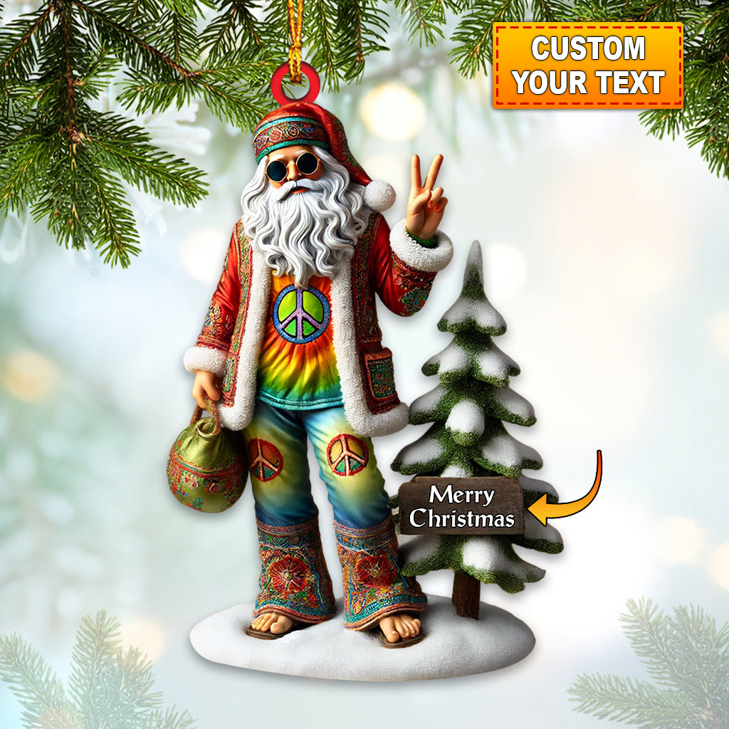 Hippie Christmas Ornament, Peace and Love Holiday Decoration, Fun Tree Ornament Gift