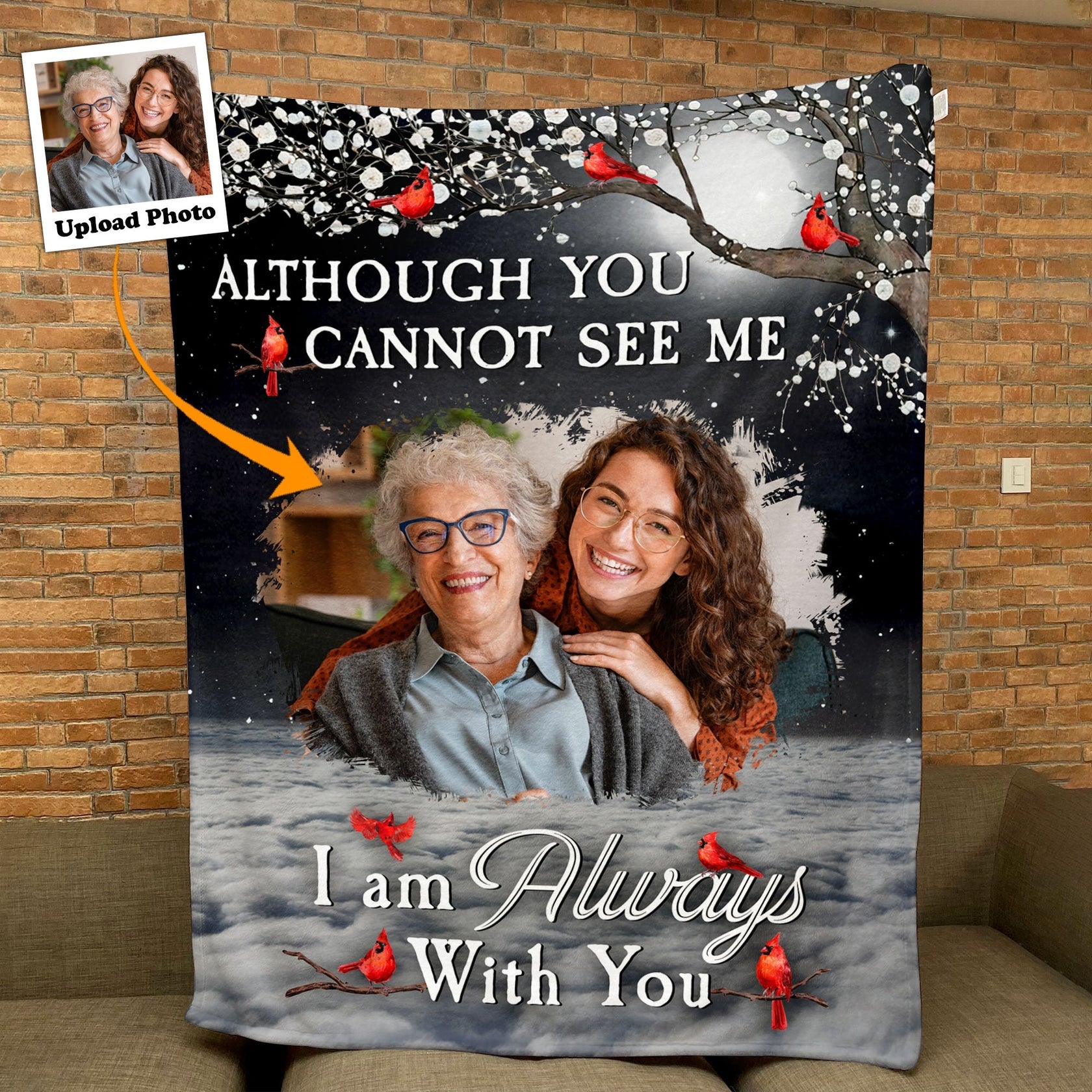 I Am Always With You Personalized Memorial Blanket With Pictures, Sympathy Gifts