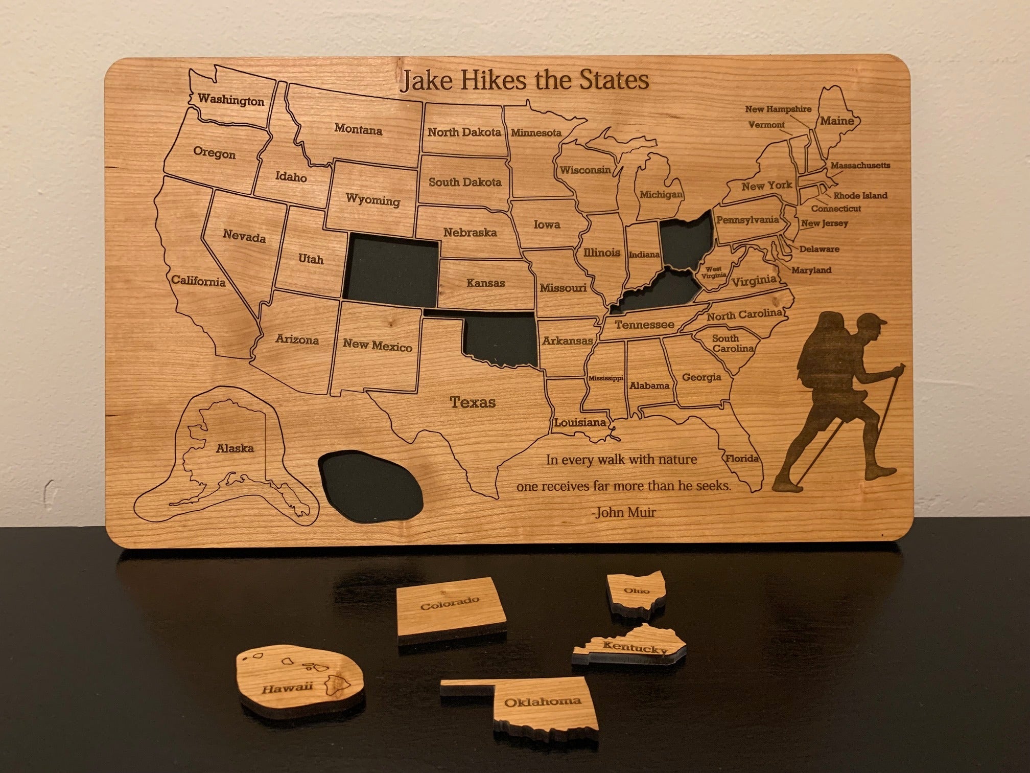 50 States Hiking Tracker Board, Gift For Hikers