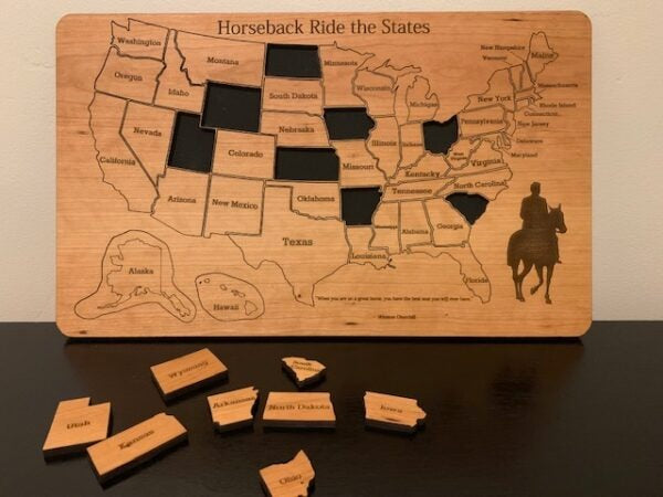 50 States Horseback Riding Tracker Board, Horseback Riding Gift