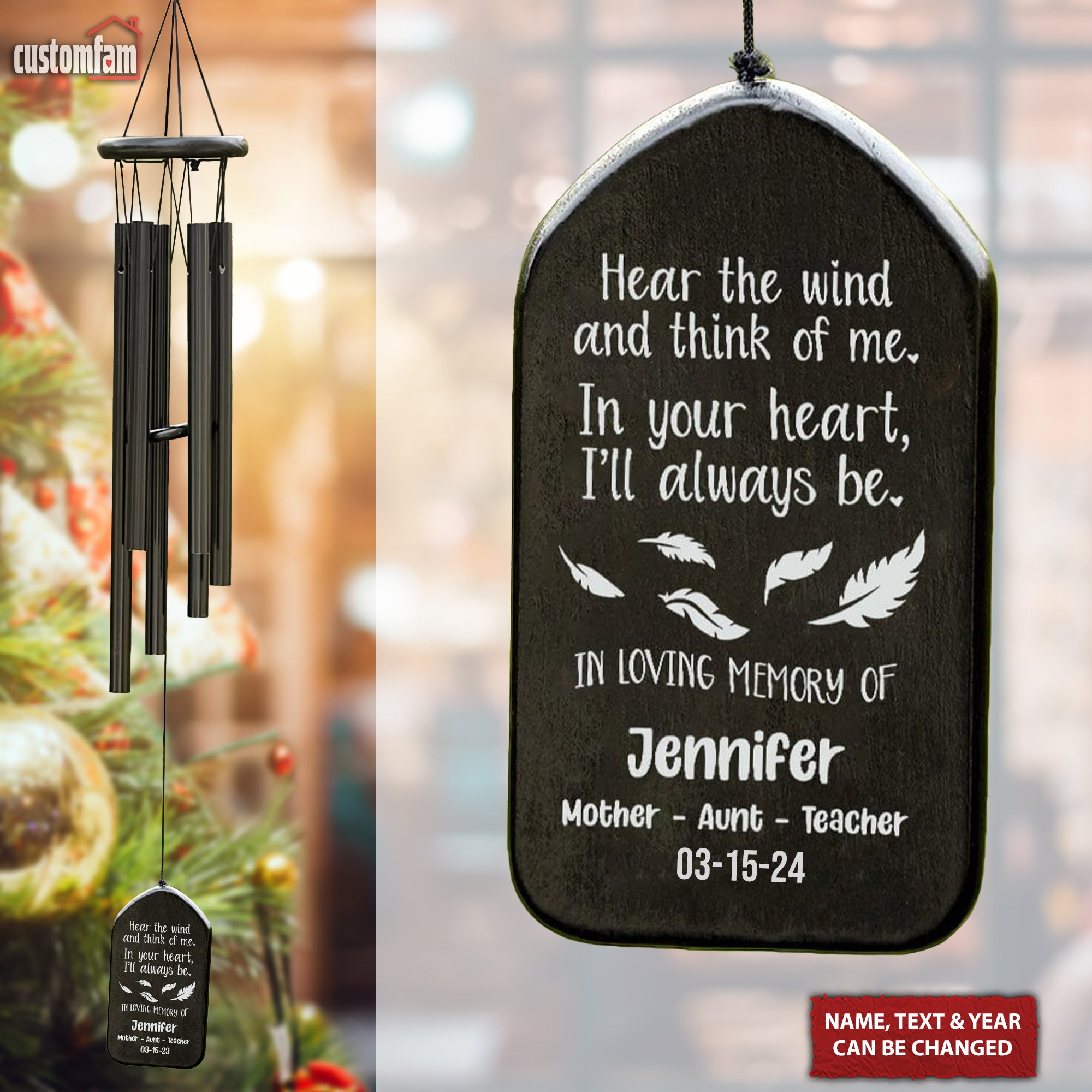 Hear The Wind And Think Of Me Personalized Wind Chimes, Memorial Gift