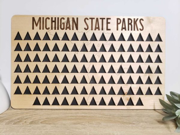 Michigan State Parks Tracker, Gift For Nature Lover, Wooden Tracker