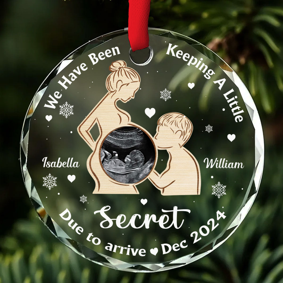 We Have Been Keeping A Little Secret Custom Glass Babys First Christmas Ornament, Pregnancy Gifts