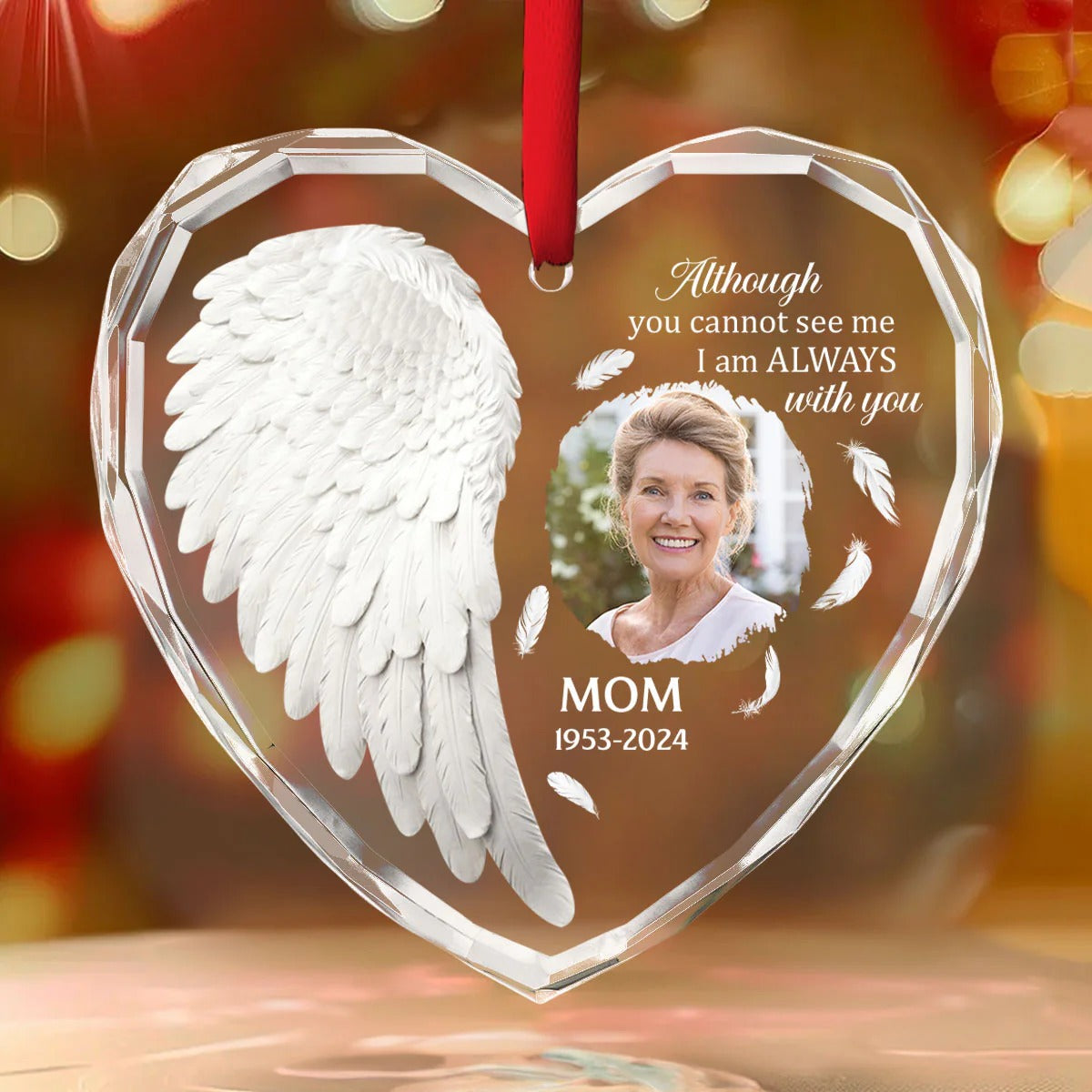 I'm Always With You Custom Glass Christmas Memorial Ornament, Sympathy Gifts