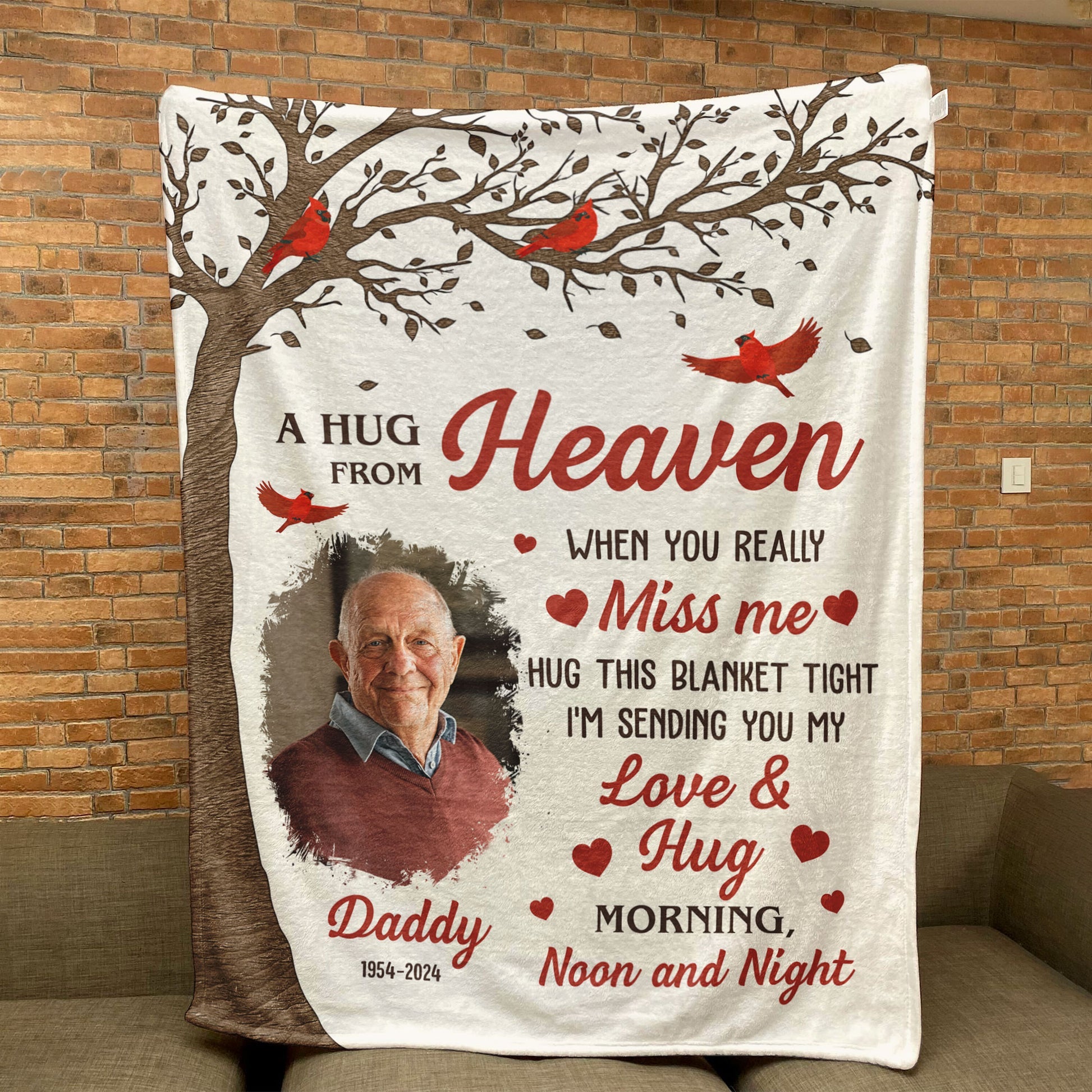 A Hug From Heaven Personalized Memorial Blanket With Pictures, Memorial Gifts