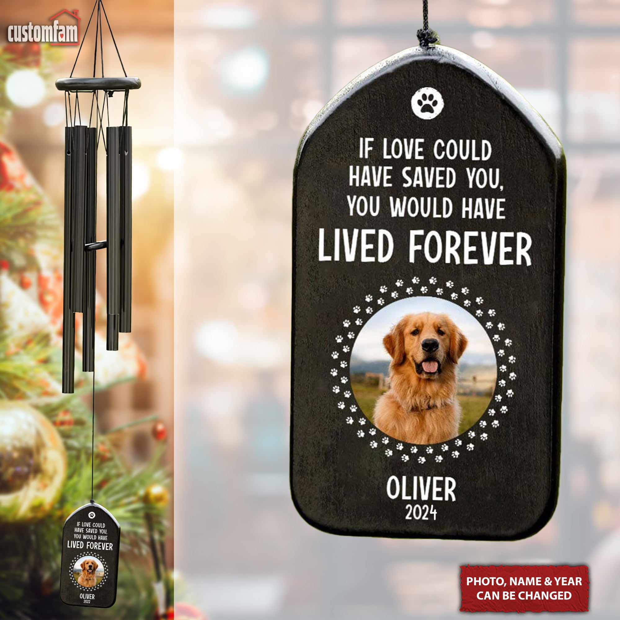 If Love Could Have Saved You Custom Photo Pet Memorial Wind Chimes, Gift For Dog Lovers