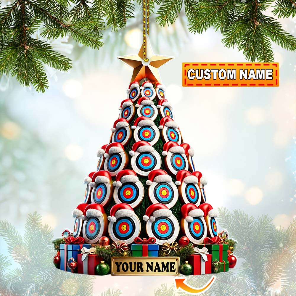 Personalized Archery Target Christmas Tree Ornament, Custom Ornament For Archery Lovers