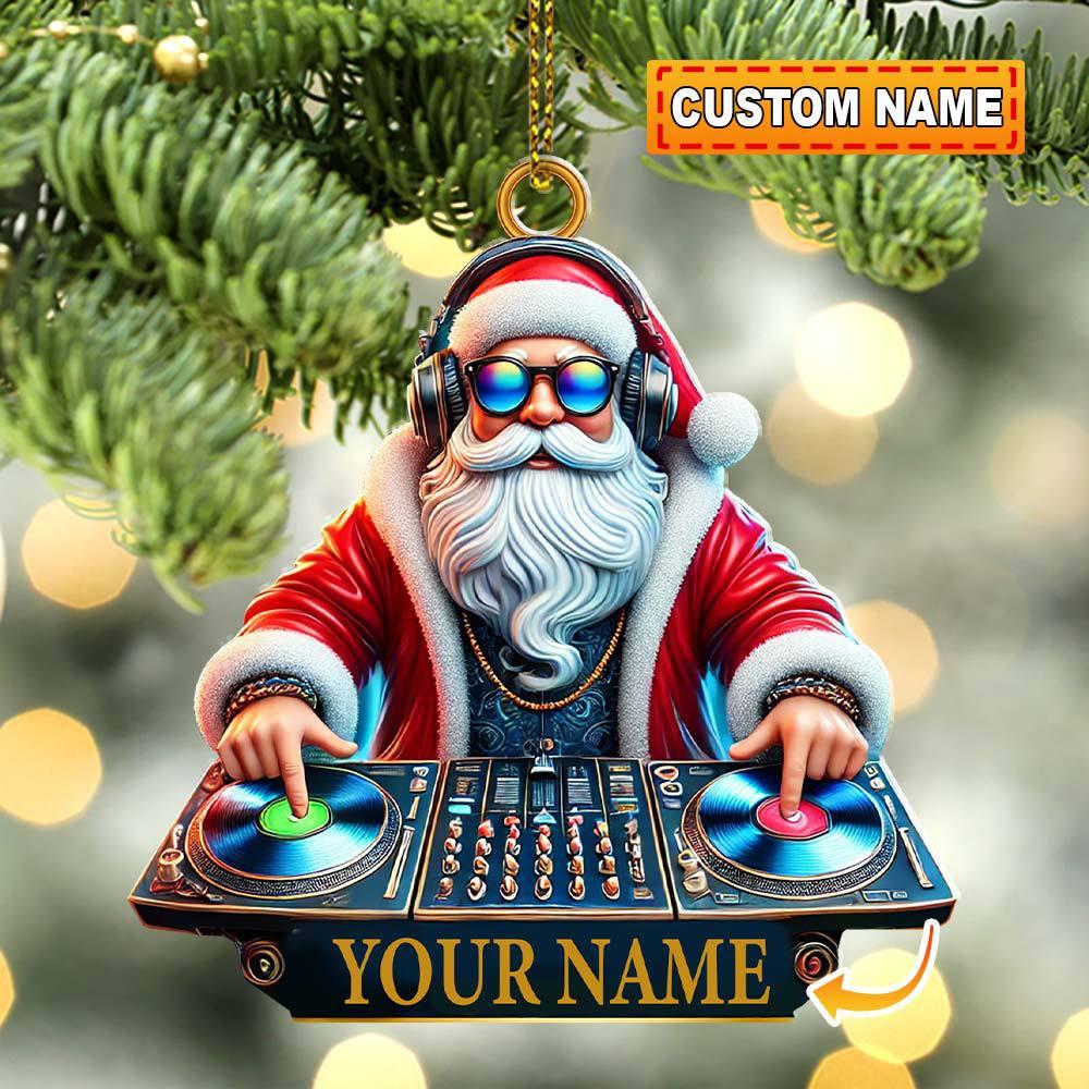 Santa DJ, Personalize Santa DJ Ornament, Gift For DJ Christmas Party Decor